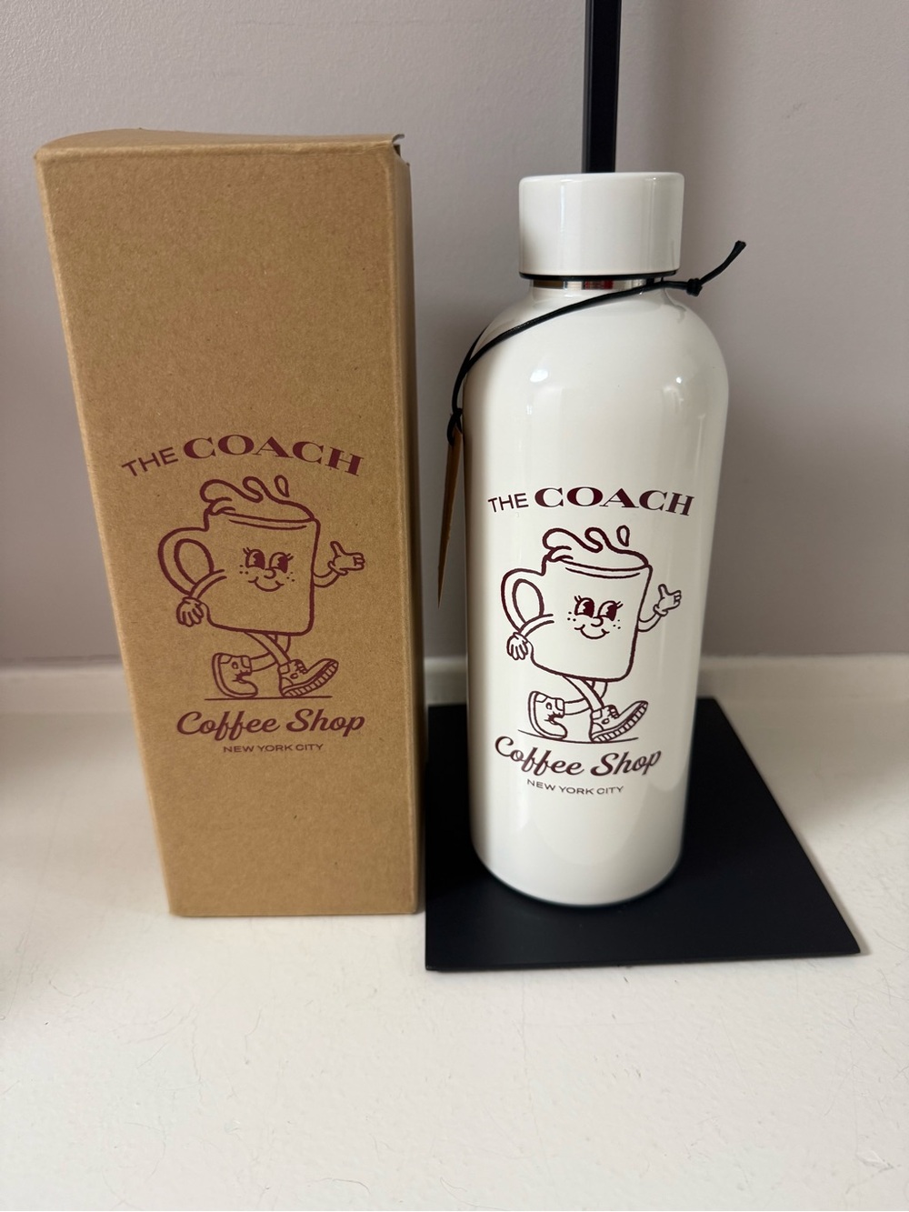 Coach White Coffee Shop Insulated Bottle